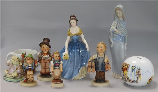 A quantity of Goebels figures, Doulton etc